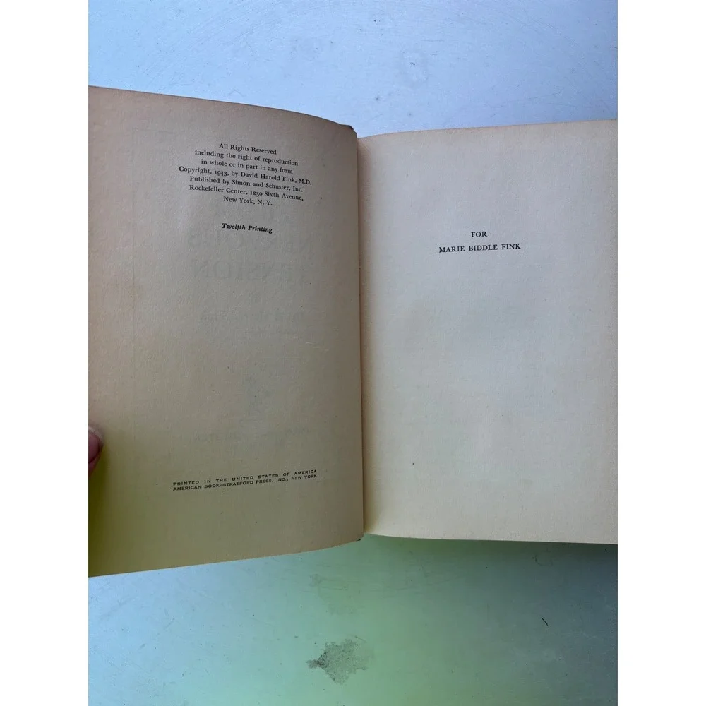 Release From Nervous Tension David Harold Fink MD 1943 Simon Schuster‎ Hardcover